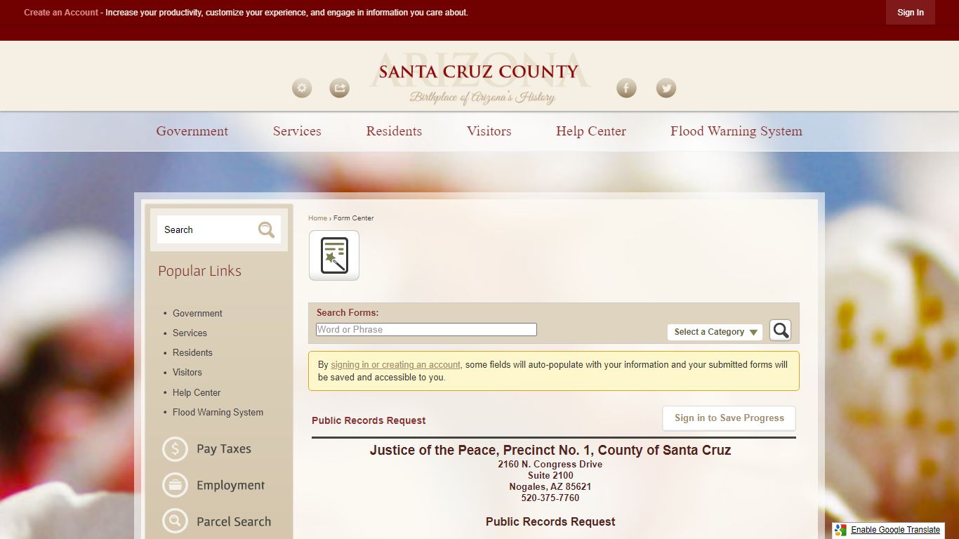 Form Center • Santa Cruz County, AZ • CivicEngage