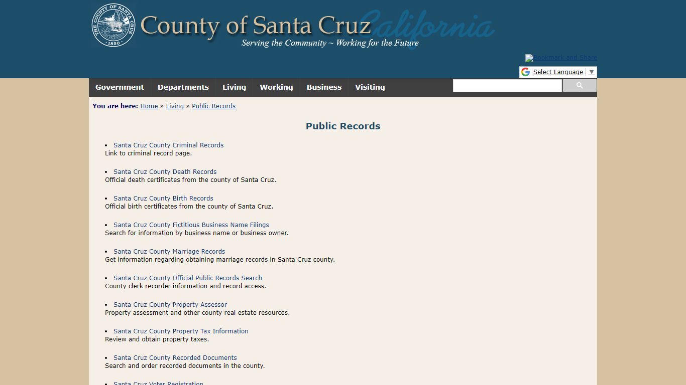 Public Records - Santa Cruz County Home